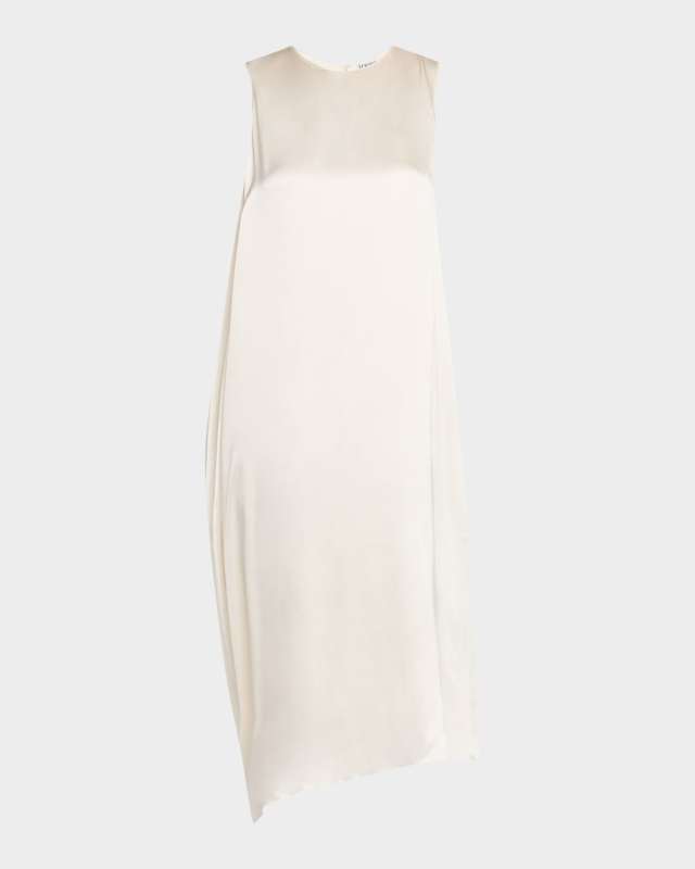 Sleeveless Draped Silk Midi Dress